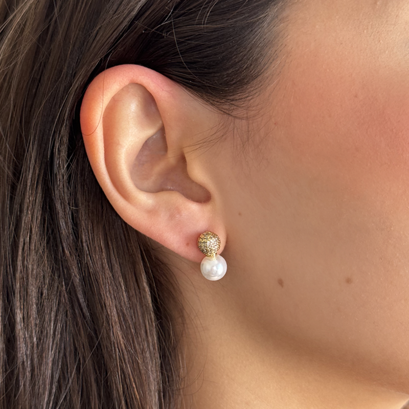 Arete Perla Pavé