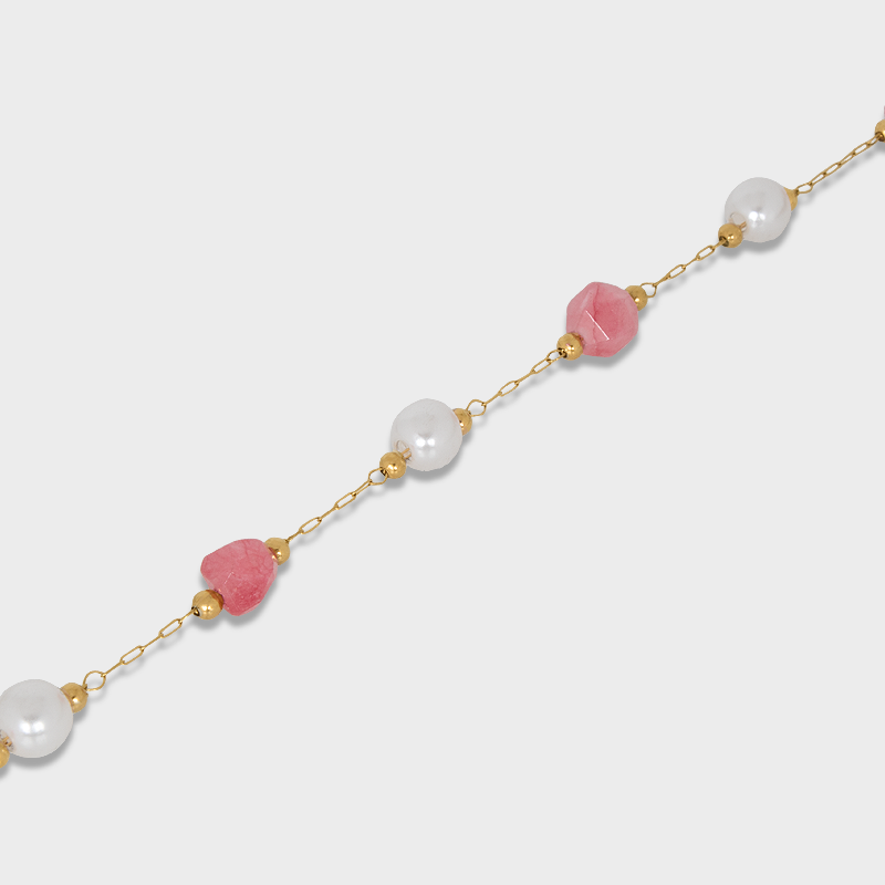 Tobillera Rosa y Perlas