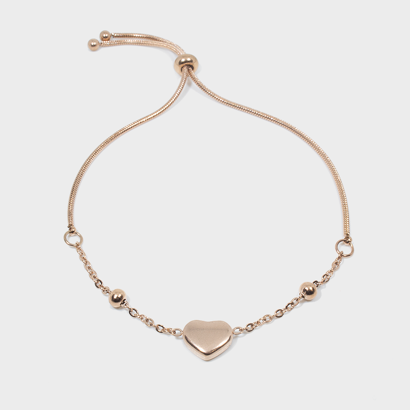 Pulsera Ajustable con Dije de Corazón de Acero Inoxidable (TF5A010)