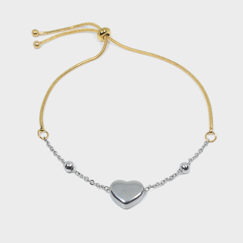 Pulsera Ajustable con Dije de Corazón de Acero Inoxidable (TF5A011)