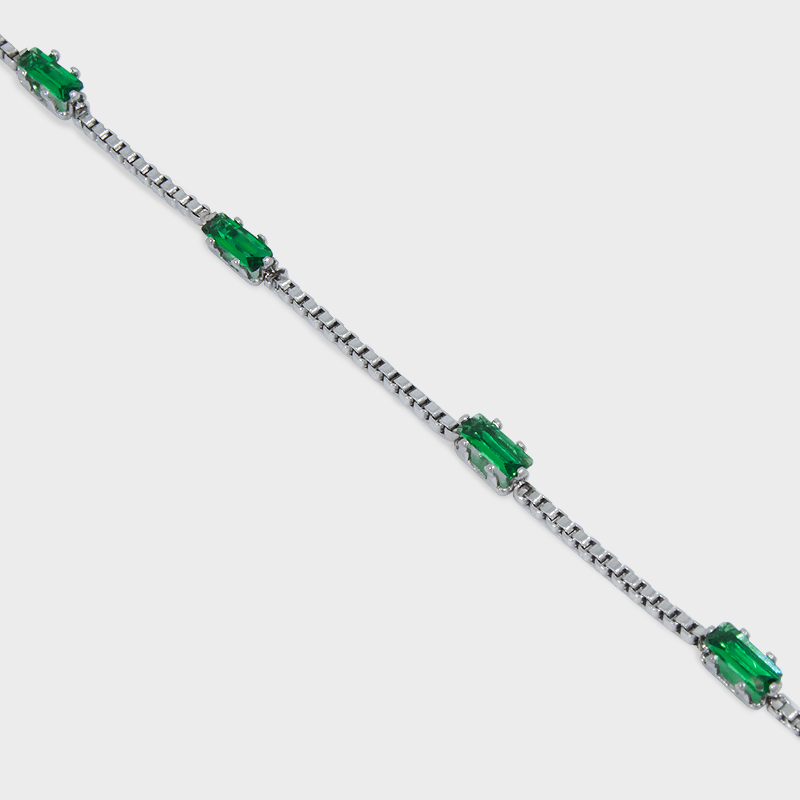 Pulsera Fina Circones Verdes de Acero Inoxidable (TF5A049)