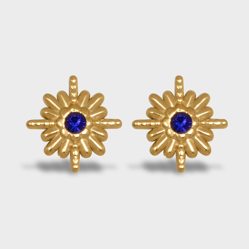 Aretes Studs Destello Azul de Acero Inoxidable (TF7A044)