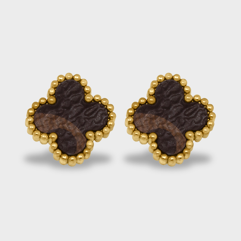 Arete tipo Studs Flor Café de Acero Inoxidable (TF7A060)