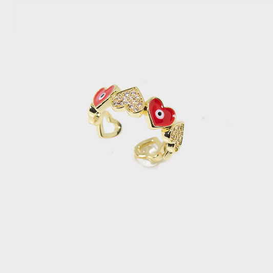 Anillo Corazones Rojos Ajustable de Chapa (TB1C021)